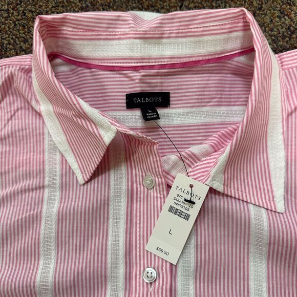 Talbots Pink and White Striped Shirt - Picture 3 of 5